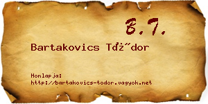 Bartakovics Tódor névjegykártya